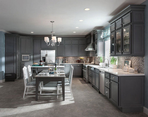 Wood Cabinets , in Basalt Gray Color with Matte Stains